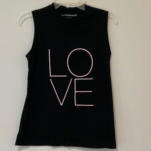 Norma Kamali Graphic LOVE Tank Black and Pink Size XS